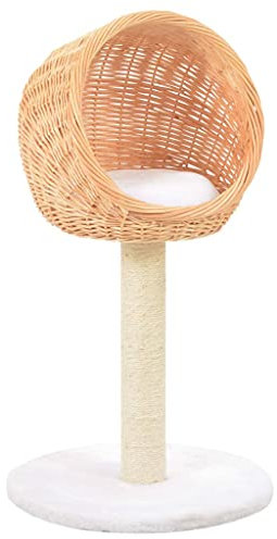 vidaXL Rascador para Gatos con Poste de Sisal Madera Natural de Sauce Mascotas