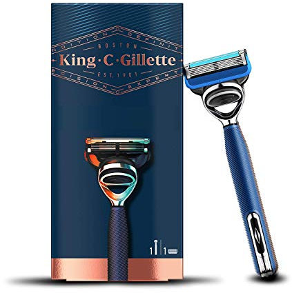 Gillette King C. Rasierer Herren mit Trimmer für Präzision, Bartrasierer + Rasierklinge, Marineblau