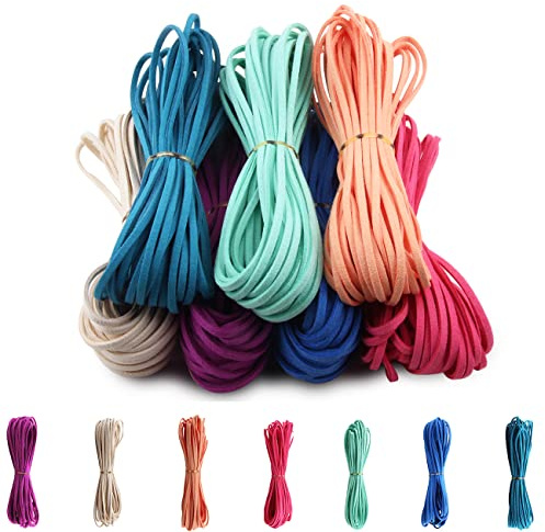 Candygirl 7 Rolls Faux Suede Cord Leather Cord Beading String Rope Thread for Making Bracelet Necklace Jewelry DIY Crafts