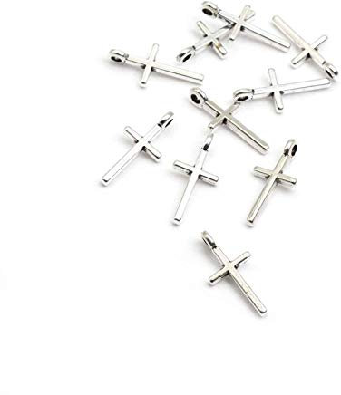 Vintageparts Anhänger Kreuz in antik silberfarben 17mm 10 Stück Schmuck selber Machen Schmuckanhänger Kettenanhänger Metallanhänger