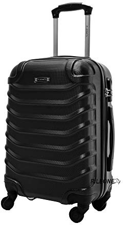R.Leone Valigia EasyJet 45x36x20 cm Trolley Bagaglio a mano in ABS 4 Ruote (Nero, 2026 Valigia 50x33x19,5 cm)