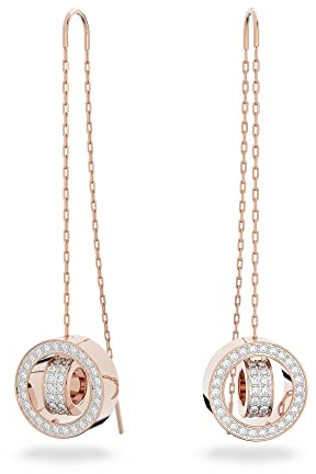 Swarovski Hollow Drop-Ohrhänger, Weiße und Rhodinierte Hängeohrringe mit Strahlenden Swarovski Kristallen