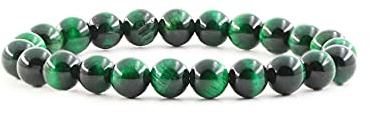 Ouubuuy Bracelet Oeil De Tigre Vert Perles Pierre Naturelle Bracelet Lithotherapie en 8mm Élastique Bracelet Homme et Femme