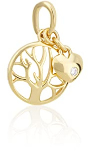 NKlaus 10mm Baum des lebens Kettenanhänger 585 Gelb Gold 14 Karat mit Herz und Zirkonia weiß oder in 925 Sterling Silber