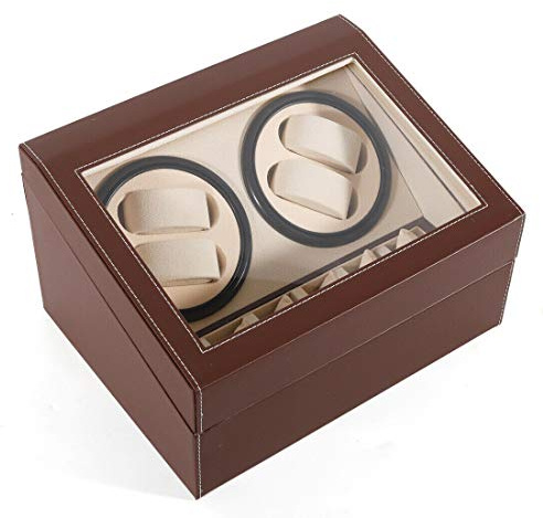 RibasuBB Scatola carica orologi automatica 4+6 da uomo, con motore silenzioso, in pelle PU