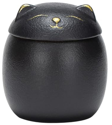 Decorative Ceramic Jar Lucky Cat Shape Ceramic Cookie Biscuit Treat Jar Kitchen Canister Food Snack Storage Jar Candy Dish for Kitchen Counter Tea Sugar Coffee Caddy 160ML