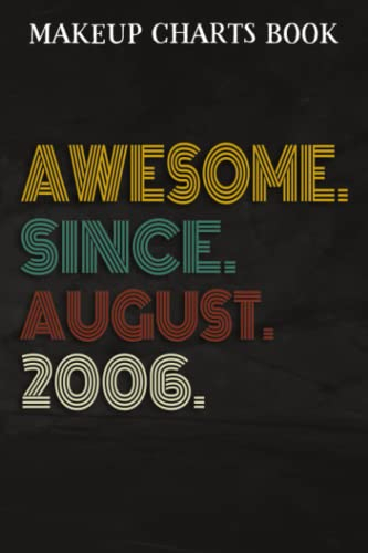 Makeup Charts Book :Awesome Since August 2006 16 Years Old 16th Birthday Gift: Gifts for Girls:Makeup Eyes and Face Charts Model Size 6x9 110 Blank ... to ... Design (Makeup Artists Portfolio N