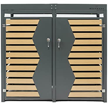 WESTMANN Mülltonnenbox 82 für 2X 240L Mülltonnen 84x134x125 cm Grau Metall