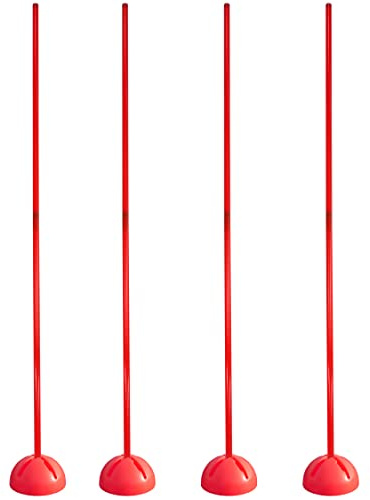 SPORTIKEL24 Slalom-set med X-stativ och extra lång stång 180 cm – set om 4 – fyllbar, flexibelt kombinerbart – för hundsport, smidighet och fotboll