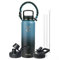 Stainless Steel Water Bottle 1.2L, Trebo Insulated Water Bottle Double with Paracord Handle Sports Bottle Wide Mouth Keep Cold 48 Hours Insulated Water Bottle with 3 Lids, Indigo Black