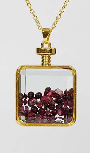 Colgantes Para Mujer Piedra Natural Piedras Trituradas Granate Collar De Piedra Natural Cadena De Color Dorado Cristal Curativo Colgante De Piedras Preciosas Collar Regalo De San Valentín Joyería