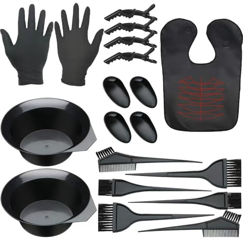 Pangogogo 19 Stk Haarfärbepinsel, Einfach zu Verwendende Pinsel Haare Färben, Praktische und Robuste Friseur Zubehör für Den Professionellen Salon, SPA und Heimgebrauch