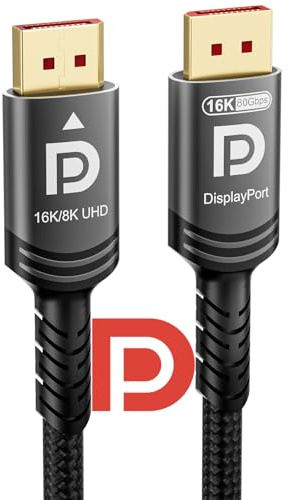 Ubluker 16K 8K Câble DisplayPort 2.1 80Gbps 1M, Certifié Ultra High Bit Rate Câble DP vers DP UHBR20 DSC1.2a 4K 240Hz 165Hz 144Hz 120Hz 16K 60Hz 8K 120Hz PC Moniteur Ryzen7900 FreeSync G-Sync