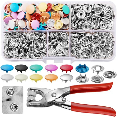 150 Sets Druckknöpfe Mit Zange, Druckknopf Set Mit Zange, 9,5mm Druckknöpfe Ohne Nähen, Druckknopf Set, Feste Knöpfe Werkzeug Für DIY Basteln Hemd Röcke Kinderbekleidung Kleidung
