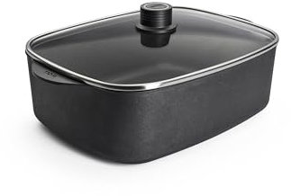 Woll Eco Logic QXR Bräter inklusive Glasdeckel - Induktiv -, 31 cm x 26 cm, 11 cm hoch, 7.5 Liter - Geeignet für alle Herdarten, PFAS-frei, Aluminiumguss, Antihaft-Versiegelung, backofenfest