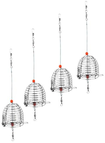 YARNOW 4 Stück Köderkäfig Angel ausrüstung Angler ausrüstung hechtköder Fischfang Krabbenfangkäfig Tragbarer Angelkäfig Fangkörbchen Angelkäfig zum Angeln Rostfreier Stahl Angelzubehör