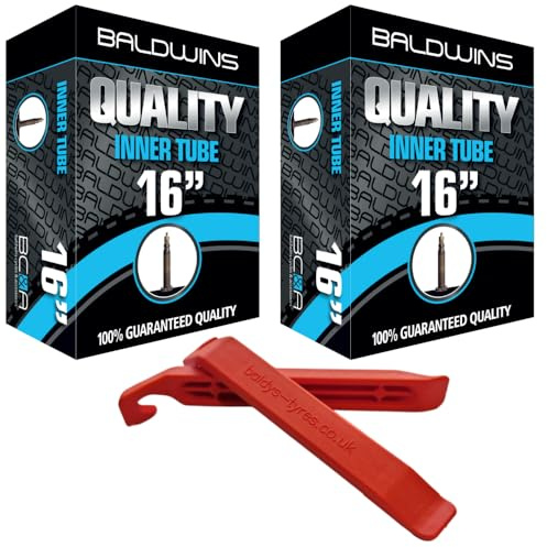 Baldwins Bike Inner Tube 16 x 1.75 to 2.25 Presta Valve & BALDY'S TYRE LEVER (Pack of 2)