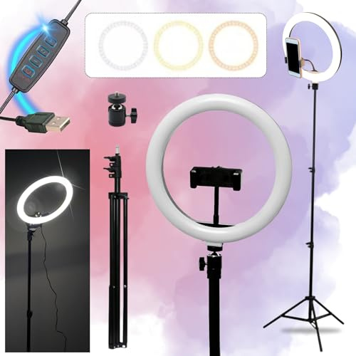 TronicXL 210cm Stativ + XXL Ringlicht Ring Light mit Handyhalter Tripod Beauty Licht Kamerastativ Smartphone Halterung I für YouTube Video Streaming Smartphone TikTok Live-Streaming Fotografie Live