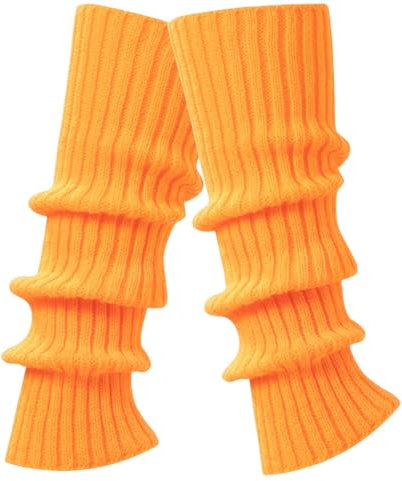 Intgoodluckycc Beinstulpen für Damen, niedliche gestrickte Beinwärmer Socken für Tanz, 1 Paar - Orange, Einheitsgröße