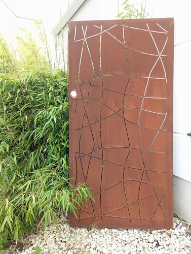 Zen Man Edelrost Garten Sichtschutzwand Eisen 1mm Rost Sichtschutz Gartendeko Gartenzaun aus Metall B75 H150cm, 032135-2