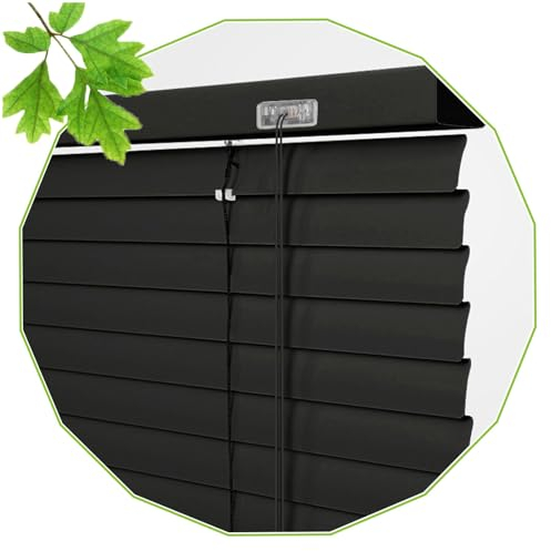 Persianas Venecianas Negras, Estores De Ventanas 45/70/95/105/120/135cm, Estores Venecianas Metálicas De Aluminio, Persianas Horizontales, Protección Solar/Blackout,WxH-105x220cm/41.3 * 86.6in