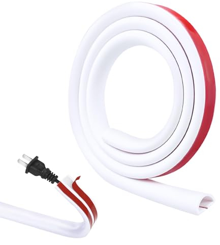 Mini Canalina Passacavi Muro, Protezioni per Cavi a Pavimento, Autoadesivo Coprifili TV a Muro per Nascondere 1 Filo per Cavi sul Pavimento della Parete, 15mm×10mm, 1 Metro (Semicircolare, Bianco)