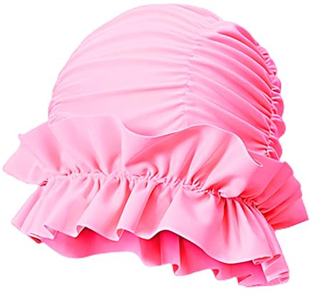 Cuffia da bagno Elastica per donna, Cuffia da Nuoto Morbida, Bordi a Volant, Cappelli da Piscina di Grandi dimensioni, per Donne e Uomini, Capelli Più Lunghi e Spessi