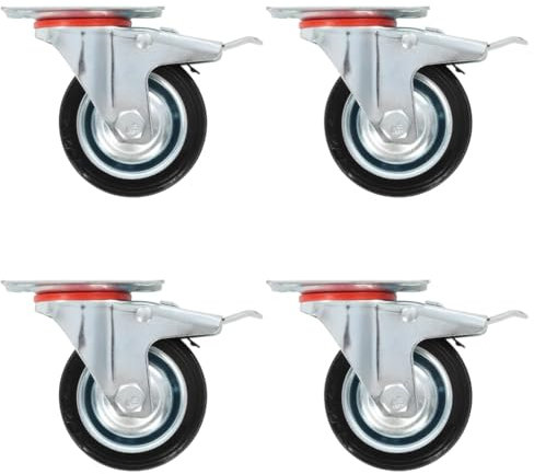 ShGaxin Ruedas giratorias con Frenos Dobles 4 Unidades, Ruedas para Muebles, Ruedas para Palets, Ruedas Mesa, Juego De Ruedas para Transporte De Muebles, Ruedas Industriales para Muebles, 75 mm