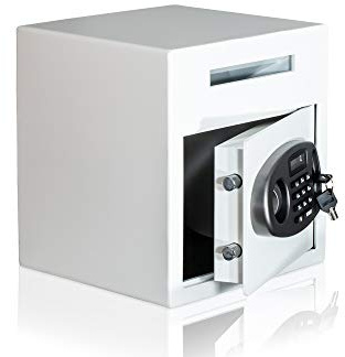EINWURFTRESOR MIT ELEKTRONIK SCHLOSS | WEISS | TRESOR FÜR FASHIONSTORE ODER RESTAURANT