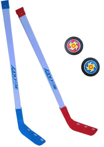 Ericetion 4pcs/set Kids Street Hockey 70cm 2 Hockey Sticks, Puck & Ball Set Sports Ice Hockey Training Juniors Toys Set Indoor Outdoor Kids Gift