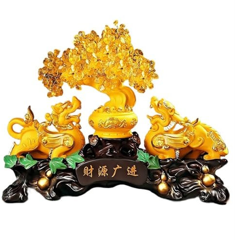 WANGHAI-666 Money Tree Dekorativer Feng-Shui-Edelsteinbaum – Geldbaum-Bonsai mit chinesischen Elementen, um Wohlstand und Überfluss in Ihr Zuhause zu bringen Feng Shui Decor Tree