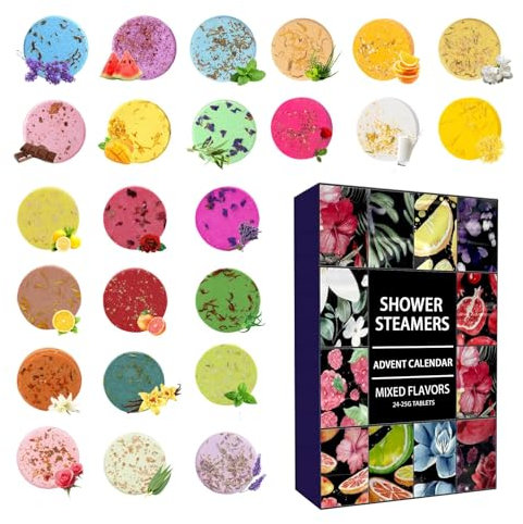 Badebomben-Adventskalender 2024, 24 Tage Weihnachts-Badebomben-Adventskalender, Spa-Pflege-Countdown-Kalender mit natürlichen Essenzölen, Duschbomben, Duschdampfer, Aromatherapie