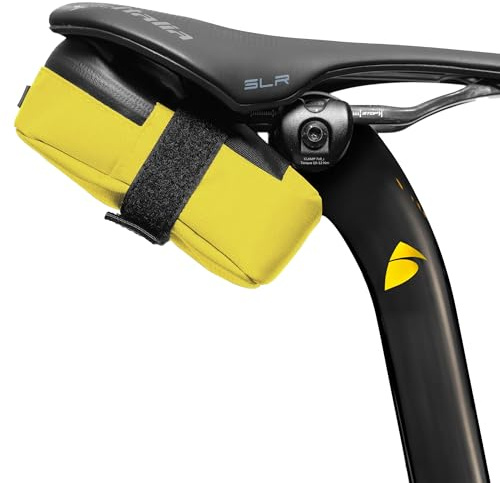 ALMSTHRE Signature Bike Saddle Bag – Electric Yellow | 0.5L Bike Seat Bag (3 x 5.25 x 2) | Water-Resistant Ripstop, Waterproof Zipper, Internal Pocket | Durable Under Seat Storage