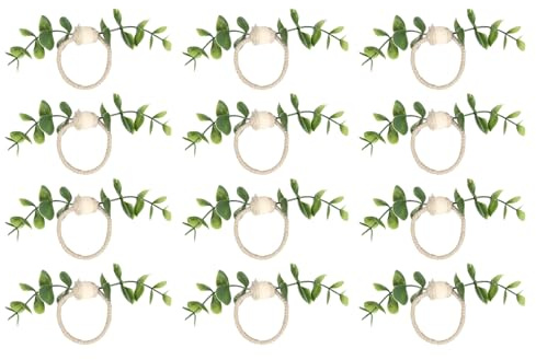 QUARKZMAN 12pz Anelli Portatovaglioli, Fermatovaglioli Tavola Stile Rustico per Decorazioni Matrimonio, Feste, Banchetti, 160mm