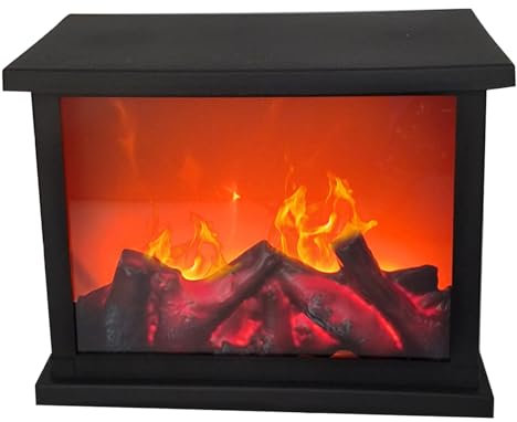 Fausse cheminée Lanterne de cheminée 10, 9 x 5, 8 x 8, 4 Pouces LED sans Flamme Fonctionne sur Batterie et USB Simulation de Bureau Mini Portable Style 2