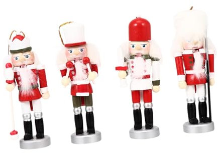Alipis Nussknacker Anhänger Holz 4 Stück Weihnachtsdekoration Hausanhänger Traditionelle Puppenform Langlebig Für Weihnachtsfeier Heimdekor Garten