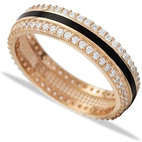 SALIA BIJOUX Bague anneau noir pour femme - Dorée or - Livrée dans son écrin - Email noir - Modèle Catalina (54)