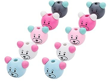 SEWACC 10stücke Farbige Holzperlen Tierkopfperlen Simulationstierperlen Diy-bastelperlen Kreatives Perlenzubehör Für Schmuckherstellung Natürliche Holzperlen Für Kinderarmbänder
