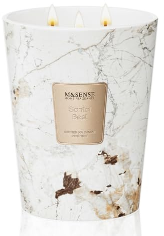 M&SENSE 990g Duftkerze Groß|Santal Duftkerzen im Glas|Natürliche Sojawachs Kerzen|Entspannende Aromatherapie | Geschenk für Frauen & Männer,Weihnachten|150h Brenndauer & 3 Docht,Home Scented
