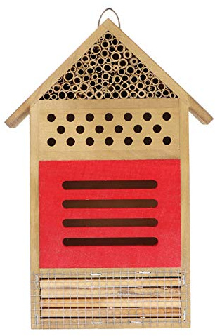 BESTonZON Holz Bienenhaus Für Garten Bienenhotel Mit Nistlöchern Und Spalten Wetterfestes Bienenhaus Für Draußen Unterschlupf Für Weibliche Bienen Und Insekten Geschenk