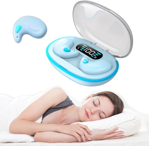 Xmenha Écouteurs de Sommeil Écouteurs Casque d'oreille Intra- Auriculaires Confortable en Anti Bruit avec Micro & Réduction du Bruit Léger à Porter Contrôle d'appuyer de Toucher