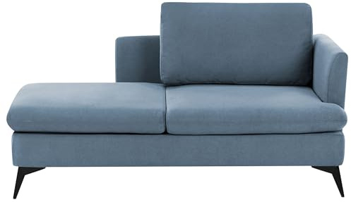 Modern Högervänd Schäslong Polyesterklädsel Med Dyna Metallben Blå Sievoz