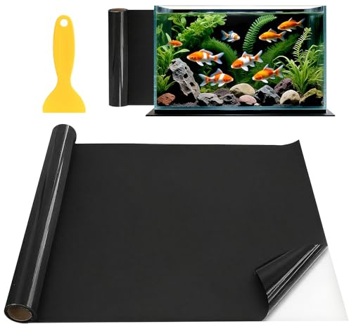 Sythrix Fish Tank Background, Black Aquarium Backdrop Aquarium Background Fish Underwater World Wallpaper Poster can be Cut for Fish Tank Decoration (Black 40 * 200cm)