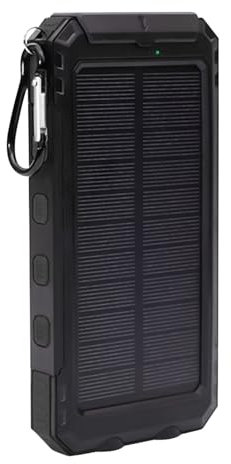 Portable Charger | USB- C Fast Charging External Battery With LED Flashlight | Solar Powers Bank With Suction Cup | Black & Orange | Compact And Portable | For Camping Hiking Outdoor