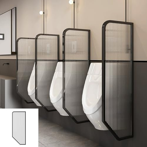 3Stück Urinal-Trennwand, Gehärtetes Glas Bildschirm Toilette Wandmontiert Sichtschutz Wasserdichte Abschirmung für Schulen Einkaufen Einkaufszentren Öffentlich(Schwarz)