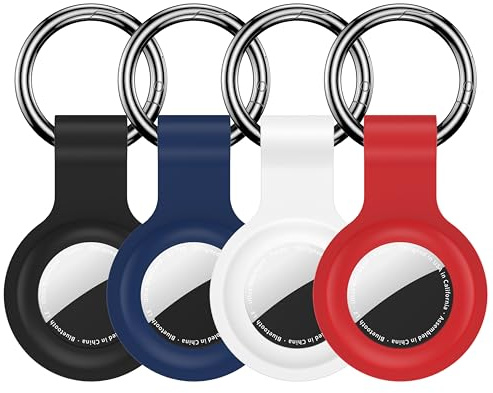 Aimtel 4 Stück Kompatibel für Apple Air Tag Schlüsselanhänger，Silikon Air Tag Hülle mit Kratzfest & Stoßfest für Air Tag Kinder，Air Tag Anhänger Kompatibel für Apple Tracker für Schlüssel