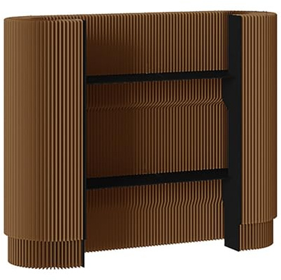 Xtroml Faltbarer Empfangstisch aus Papier mit Honigwabenstruktur und Acrylplatten, tragbarer Akkordeon-Tresen für Messen, Veranstaltungen, temporäre Büros,Brown