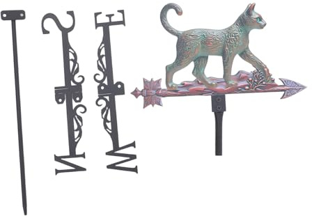 iplusmile Banderuola Segnavento Forma di Gatto Indicatore Direzionale del Vento in Metallo Resistente alle Intemperie per Esterni Decorativa per Giardino e Tetto