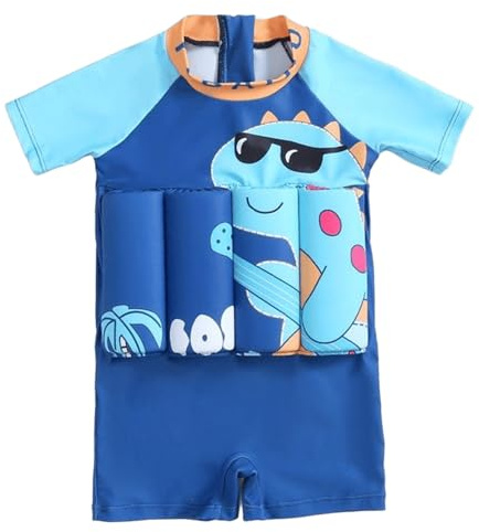 Kustimantu Flotador para niños pequeños, traje de baño con flotabilidad, secado rápido, manguitos alternativos, seguridad acuática, entrenamiento de verano