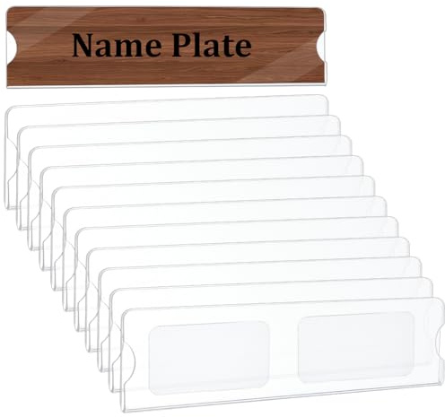 BENECREAT 12 porte Plaque Signalétique en Acrylique Transparent Porte Noms de Bureau de 20x5cm avec 24 autocollants pour la Maison Bureau Entreprise